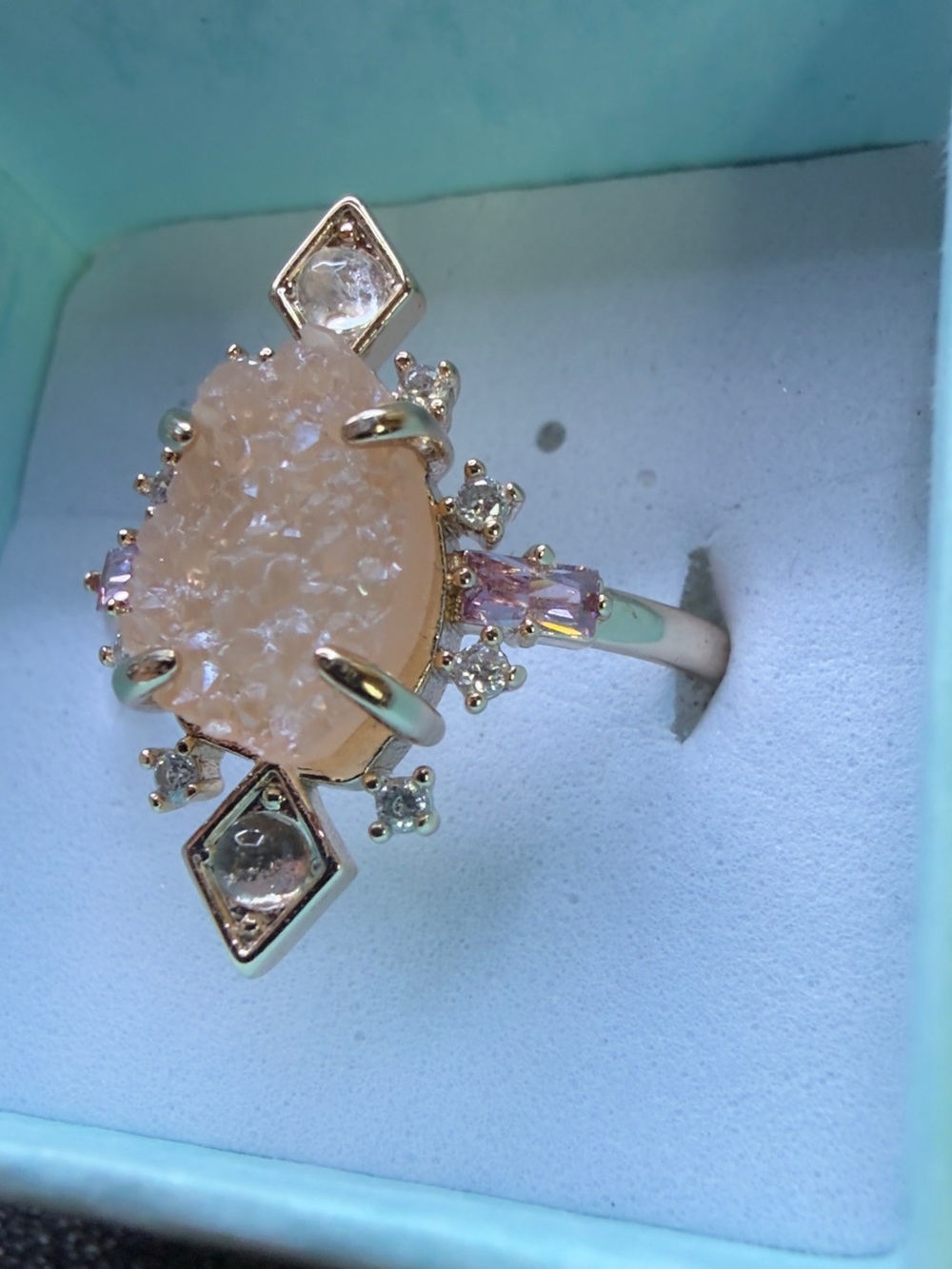 Mountains of Magic-Lab Created Mauve Rose Druzy & Rhodolite Cubic Zirconia 💎